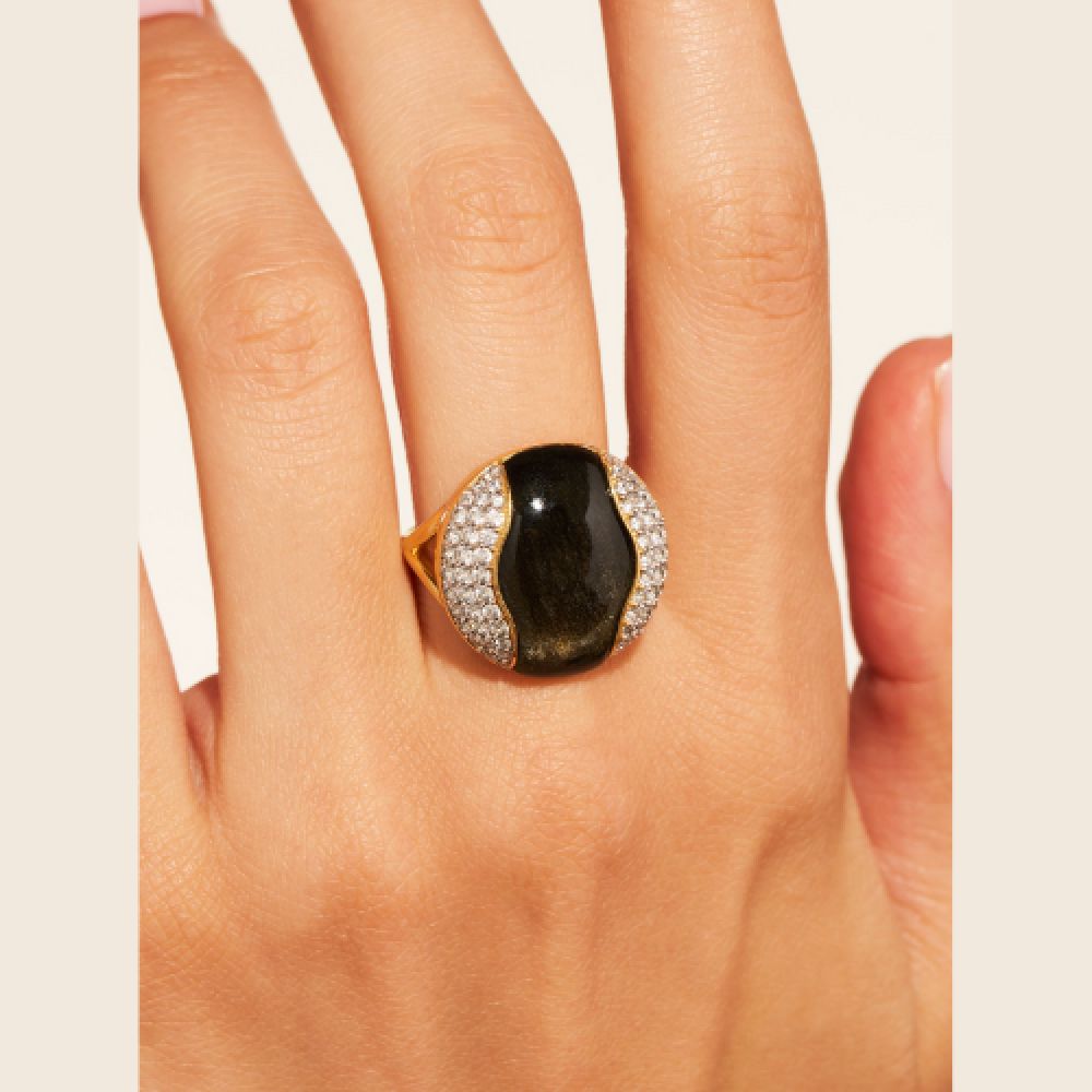 BE MAAD H25 Bague Vertige Obsidienne Dorée – Image 3