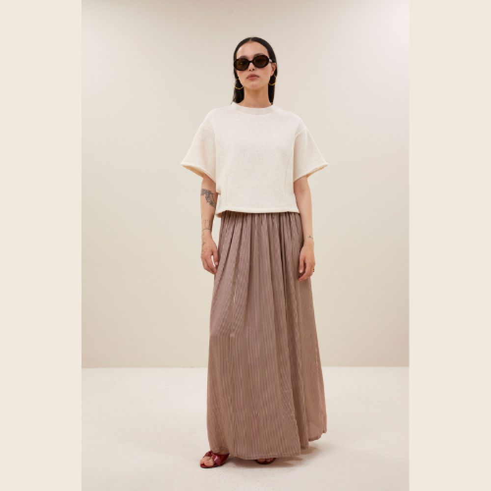 BY-BAR E26 Jupe Reva Viscose Stripe 1327 Wine – Image 2