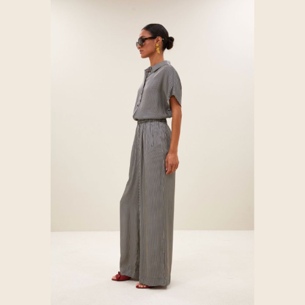 BY-BAR E26 Pantalon Benji Silky Stripe 886 Jet Black – Image 2