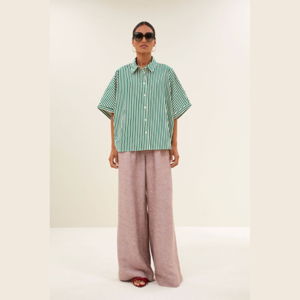 BY-BAR S26 Blouse Sunny 1403 Evergreen Stripe – Image 2