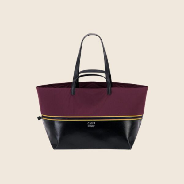 CAHU X K-WAY Pratique Cuir Médium Black / Burgundy