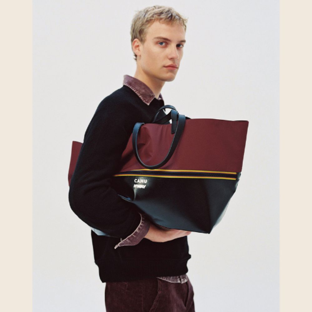 CAHU X K-WAY Pratique Cuir Médium Black / Burgundy – Image 3