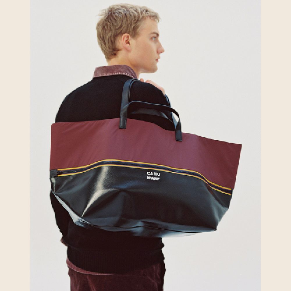 CAHU X K-WAY Pratique Cuir Médium Black / Burgundy – Image 4