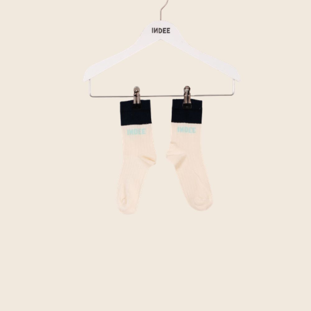 INDEE S26 Chaussettes Bicolores Courte Blanc Cassé – Image 2