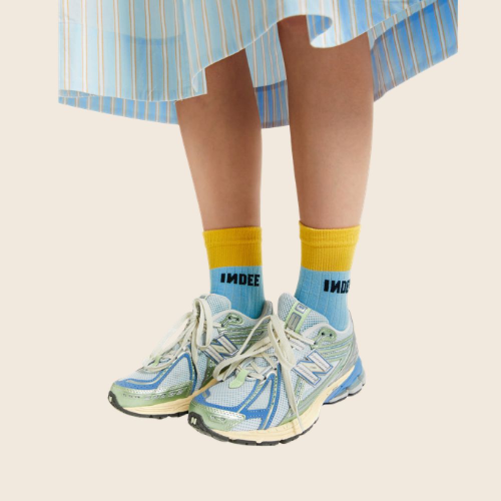 INDEE S26 Chaussettes Bicolores Courte Bleu Ciel