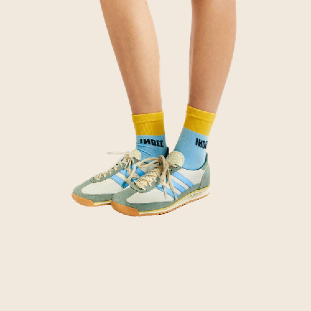 INDEE S26 Chaussettes Bicolores Courte Bleu Ciel – Image 2