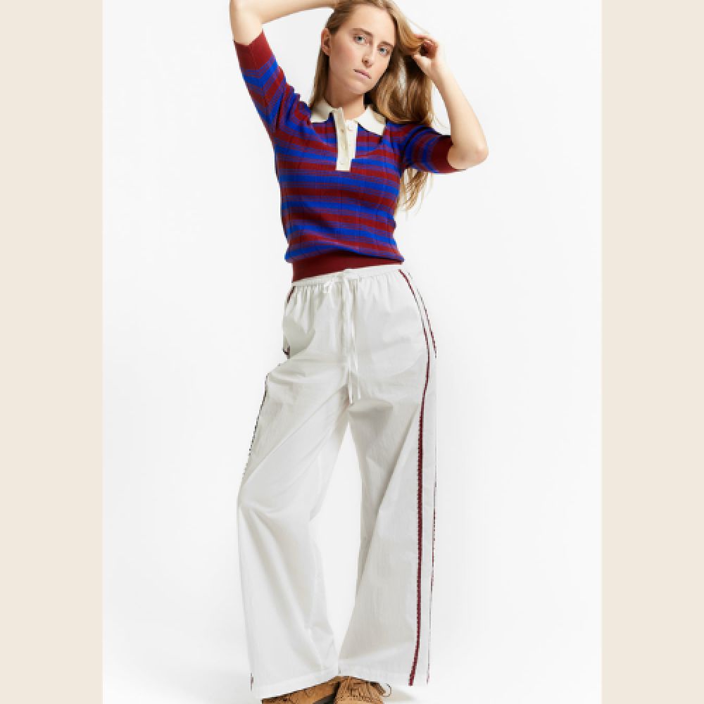 INDEE S26 Pull Rayé Col Polo Rouge Rooibos – Image 3