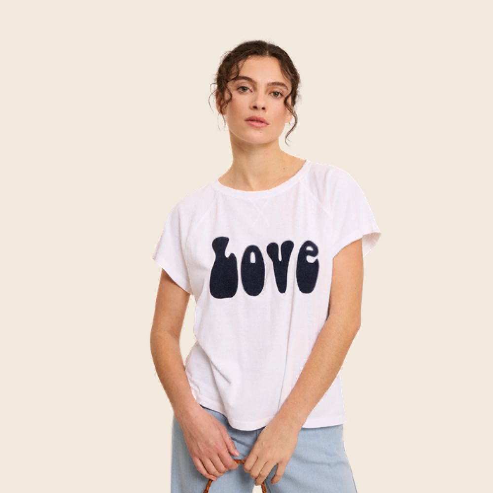 FIVE E26 T-shirt Love White Navy – Image 2