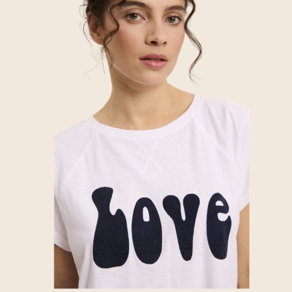FIVE E26 T-shirt Love White Navy – Image 3